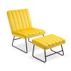 Yellow Modern Lazy Lounge Chair, Contemporary Single Leisure Upholstered Sofa Chair Set