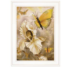 "Flowers & Butterflies I" By Ed Wargo, Ready to Hang Framed Print, White Frame