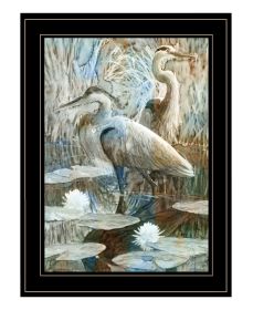 "Marsh Herons II" by Stellar Design Studio, Ready to Hang Framed Print, Black Frame