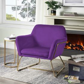 Keira 29.5" Purple Velvet Accent Chair with Metal Base