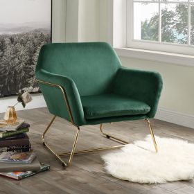 Keira 29.5" Green Velvet Accent Chair with Metal Base