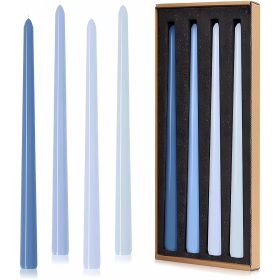 MGEZCOO 12 Inch Gradient Blue Taper Candle Sticks Pack of 4-Unscented Smokeless