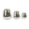 DecMode 3 Holder Silver Glass Decorative Candle Lantern, Set of 3