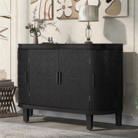 U-Style Storage Cabinet Sideboard Wooden Cabinet with Antique Pattern Doors for Hallway, Entryway, Living Room