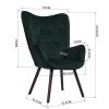 Modern Wingback Accent Armchair Living Room Tufted Velvet Upholstery, DARK GREEN