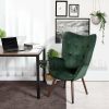 Modern Wingback Accent Armchair Living Room Tufted Velvet Upholstery, DARK GREEN