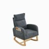 [Video] Welike 27.6"W Modern Accent High Backrest Living Room Lounge Arm Rocking Chair, Two Side Pocket(W83453347)