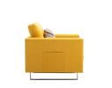 Victoria 33.5" Yellow Linen Fabric Armchair with Metal Legs, Side Pockets, and Pillow