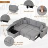 87.4" Sleeper Sofa Bed,2 in 1 Pull Out sofa bed L Shape Couch with Storage Ottoman for Living Room,Bedroom Couch and Small Apartment, Gray