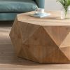 38"Three-dimensional Embossed Pattern Design American Retro Style Coffee Table