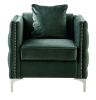 Bayberry 34" Green Velvet Chair with 1 Pillow