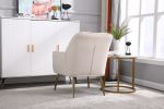 Modern Mid Century Chair velvet Sherpa Armchair for Living Room Bedroom Office Easy Assemble(BEIGE)