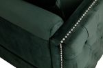 Bayberry 34" Green Velvet Chair with 1 Pillow