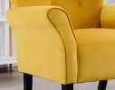 Stylish Living Room Furniture 1pc Accent Chair Yellow Fabric Button-Tufted Back Rolled-Arms Black Legs Modern Design Furniture