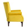 Modern Aesthetic Accent Chair Yellow Velvet Upholstery Channel Tufted Back Solid Wood Furniture 1pc Stylish Home Traditional Contoured Arms