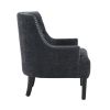 Modern Traditional Accent Chair Black Chenille Upholstery Button Tufted Solid Wood 1pc Living Room Furniture