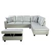 Silver Green Semi PU Synthetic Leather 3-Piece Couch Living Room Sofa Set