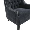 Modern Traditional Accent Chair Black Chenille Upholstery Button Tufted Solid Wood 1pc Living Room Furniture