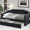 Upholstered Twin Daybed with Trundle,Black