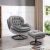 Accent chair TV Chair Living room Chair Grey with ottoman