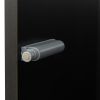 Black side cabinet with aluminum strip lamp,With large storage space