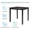 5-Piece Kitchen Table Set Faux Marble Top Counter Height Dining Table Set with 4 PU Leather-Upholstered Chairs, Black