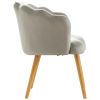 Vanbow.Velvet Wooden foot casual lotus chair with waist pillow(GREY)