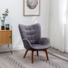 Leiria Contemporary Silky Velvet Tufted Accent Chair with Ottoman, Gray