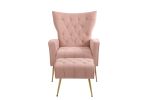 Modern Accent Chair with Ottoman, Comfy Armchair for Living Room, Bedroom, Apartment, Office (Pink)