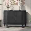 U-Style Storage Cabinet Sideboard Wooden Cabinet with Antique Pattern Doors for Hallway, Entryway, Living Room