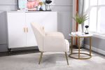 Modern Mid Century Chair velvet Sherpa Armchair for Living Room Bedroom Office Easy Assemble(BEIGE)