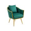 Velvet Accent Chair Modern Upholstered Armchair Tufted Chair with Metal Frame, Single Leisure Chairs for Living Room Bedroom Office Balcony