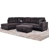 Dark Brown Flannel And PVC 3-Piece Couch Living Room Sofa Set A