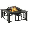 Garden Fire Pit with Poker 31.9"x31.9"x18.5" XXL Steel