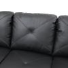 Black Faux Leather 3-Piece Couch Living Room Sofa Set A