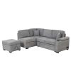 87.4" Sleeper Sofa Bed,2 in 1 Pull Out sofa bed L Shape Couch with Storage Ottoman for Living Room,Bedroom Couch and Small Apartment, Gray