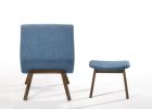 Whitney Modern Blue & Walnut Accent Chair & Ottoman