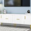 Modern TV Stand with 5 Champagne Legs - Durable, Stylish and Spacious, TVs Up to 75''