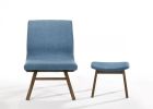 Whitney Modern Blue & Walnut Accent Chair & Ottoman