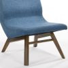 Whitney Modern Blue & Walnut Accent Chair & Ottoman