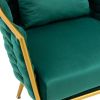 Velvet Accent Chair Modern Upholstered Armchair Tufted Chair with Metal Frame, Single Leisure Chairs for Living Room Bedroom Office Balcony