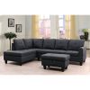 Black Grey Linen Living Room Sofa Set A