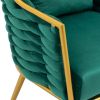 Velvet Accent Chair Modern Upholstered Armchair Tufted Chair with Metal Frame, Single Leisure Chairs for Living Room Bedroom Office Balcony