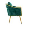 Velvet Accent Chair Modern Upholstered Armchair Tufted Chair with Metal Frame, Single Leisure Chairs for Living Room Bedroom Office Balcony