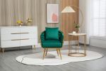 Velvet Accent Chair Modern Upholstered Armchair Tufted Chair with Metal Frame, Single Leisure Chairs for Living Room Bedroom Office Balcony