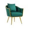 Velvet Accent Chair Modern Upholstered Armchair Tufted Chair with Metal Frame, Single Leisure Chairs for Living Room Bedroom Office Balcony