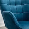 Leiria Contemporary Silky Velvet Tufted Accent Chair with Ottoman, Blue