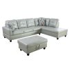 Silver Green Semi PU Synthetic Leather 3-Piece Couch Living Room Sofa Set