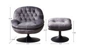 Swivel Leisure chair lounge chair velvet GREY color with ottoman