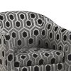 Grey and Black Hexagon Print Barrel Back Accent Chair